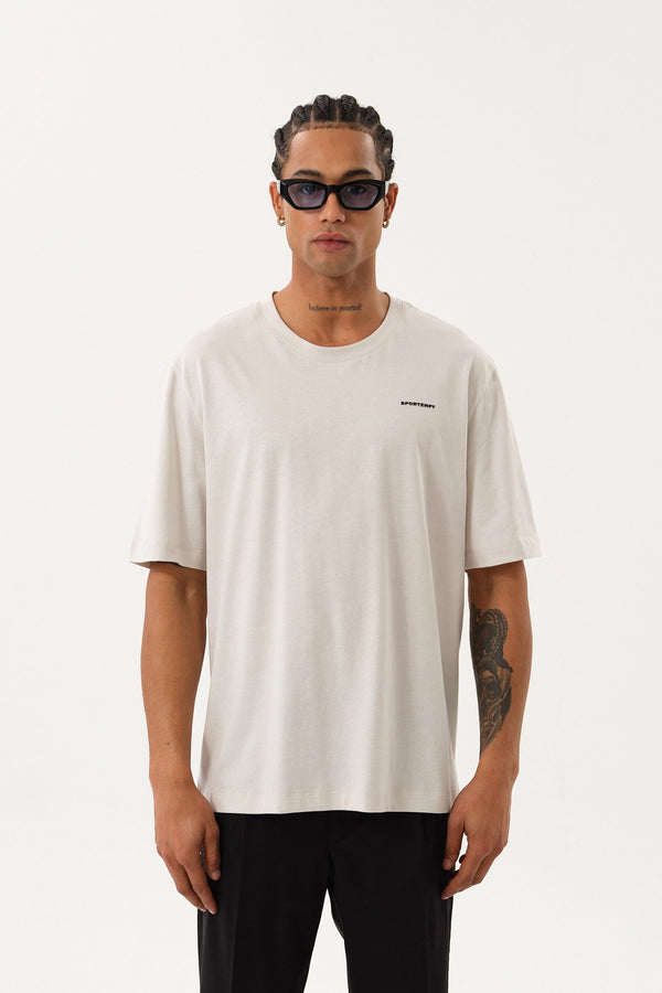 Grafik Baskılı Erkek Oversize Bisiklet Yaka T-shirt - Gri