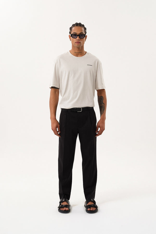 Grafik Baskılı Erkek Oversize Bisiklet Yaka T-shirt - Gri