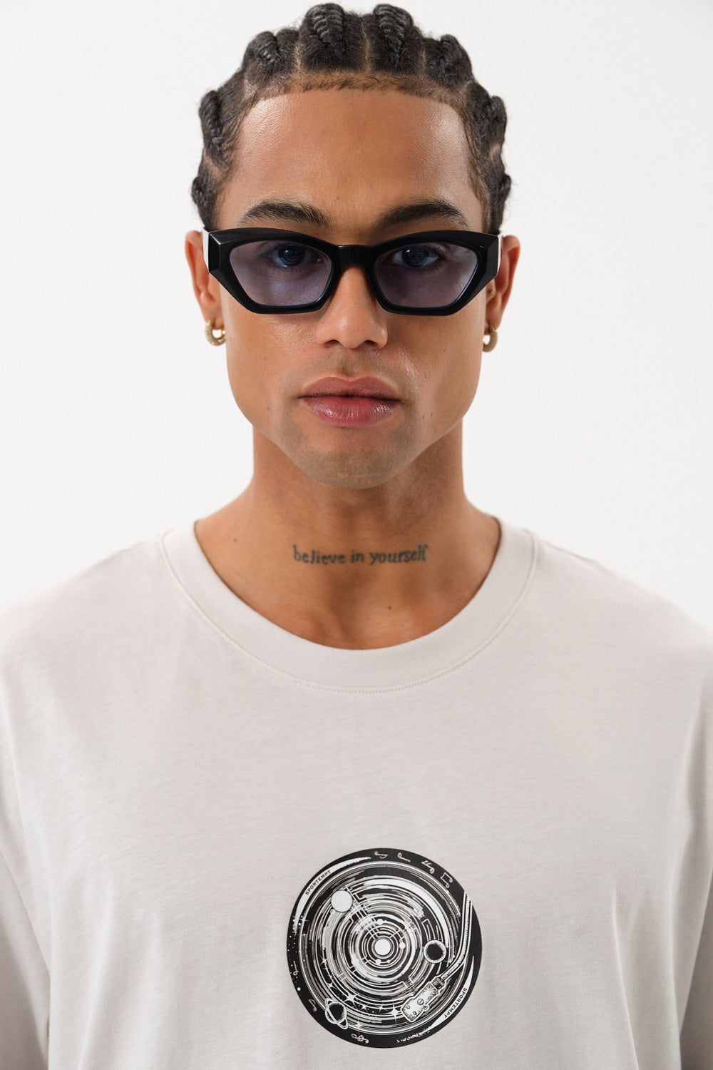 Grafik Baskılı Erkek Oversize T-shirt - Gri
