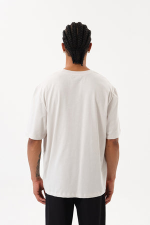 Grafik Baskılı Erkek Oversize T-shirt - Gri