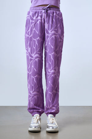 Jakarlı Havlu Jogger Pantolon - Lila