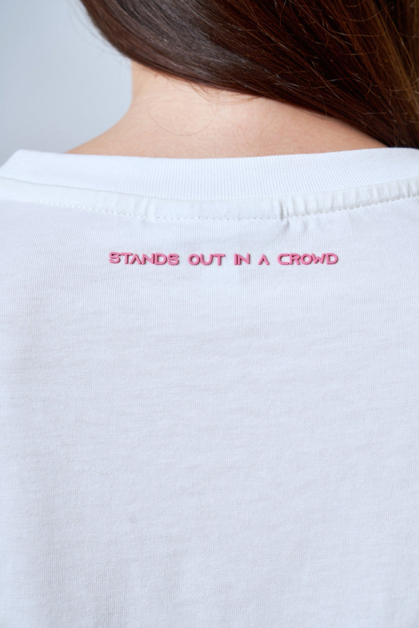 Kol Ucu Dokuma Detaylı Oversize Kadın T-shirt - Ekru