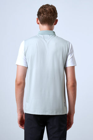 Kontrast Renk Panelli Erkek Golf Polo - Beyaz