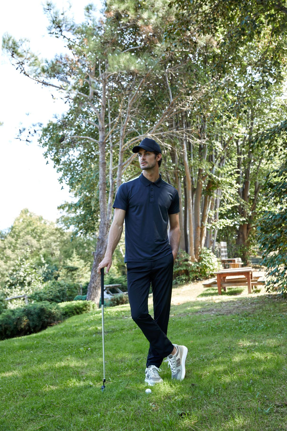 Kontrast Renk Panelli Erkek Golf Polo - Siyah