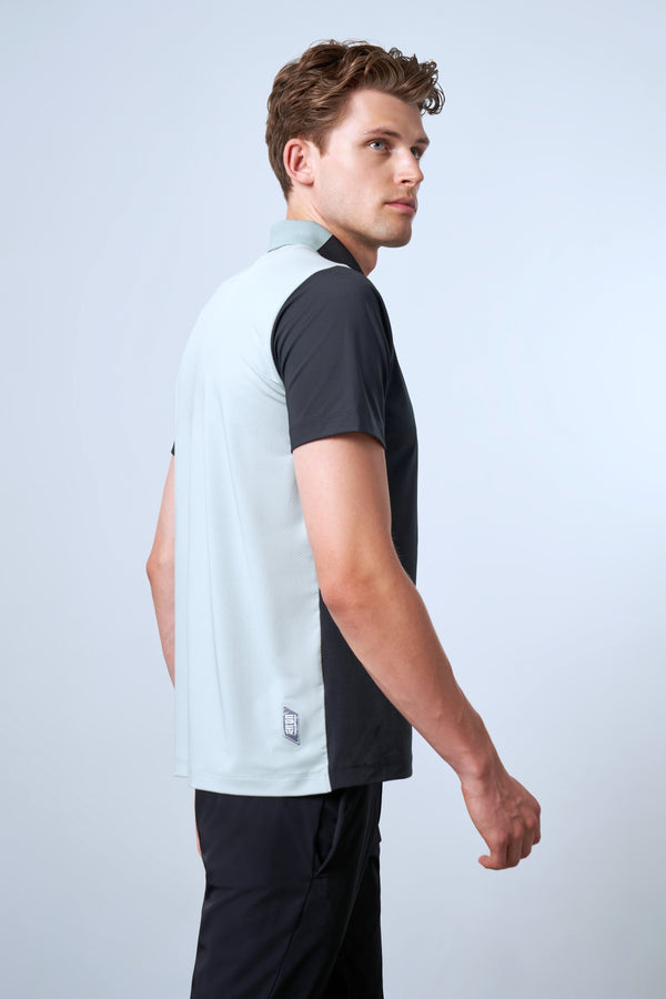 Kontrast Renk Panelli Erkek Golf Polo - Siyah