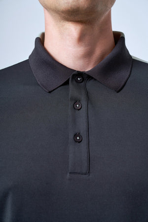 Kontrast Renk Panelli Erkek Golf Polo - Siyah