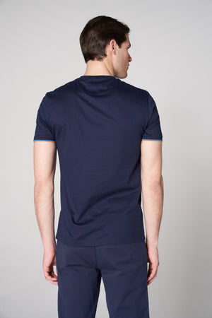 Merserize Pamuklu Erkek Bisiklet Yaka T-shirt - Lacivert