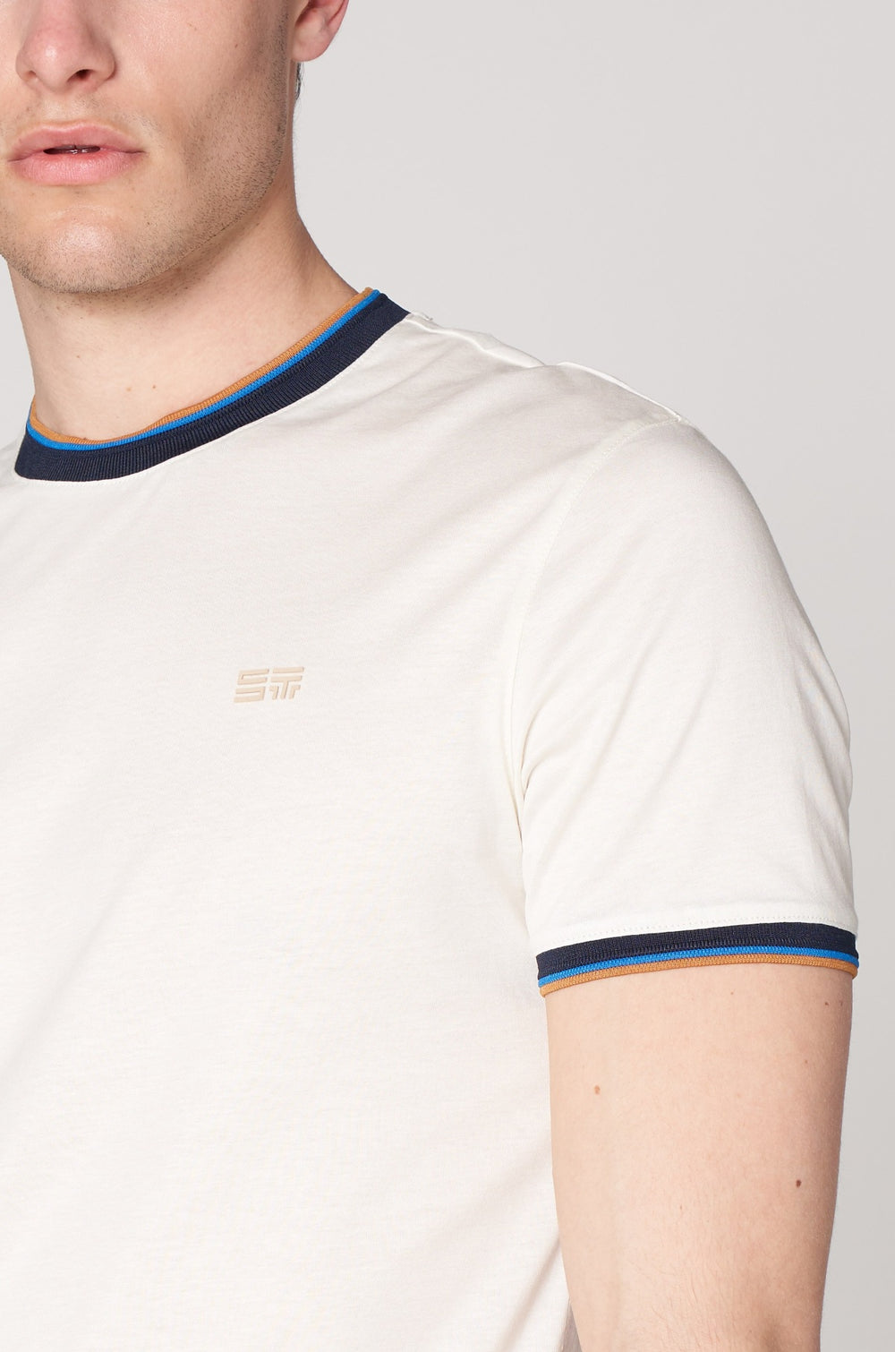 Merserize Pamuklu Erkek Bisiklet Yaka T-shirt - Vizon