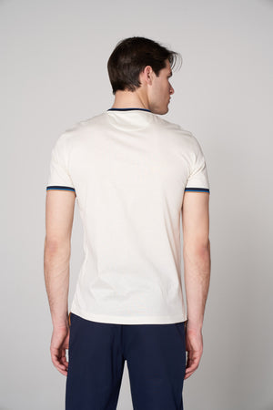 Merserize Pamuklu Erkek Bisiklet Yaka T-shirt - Vizon
