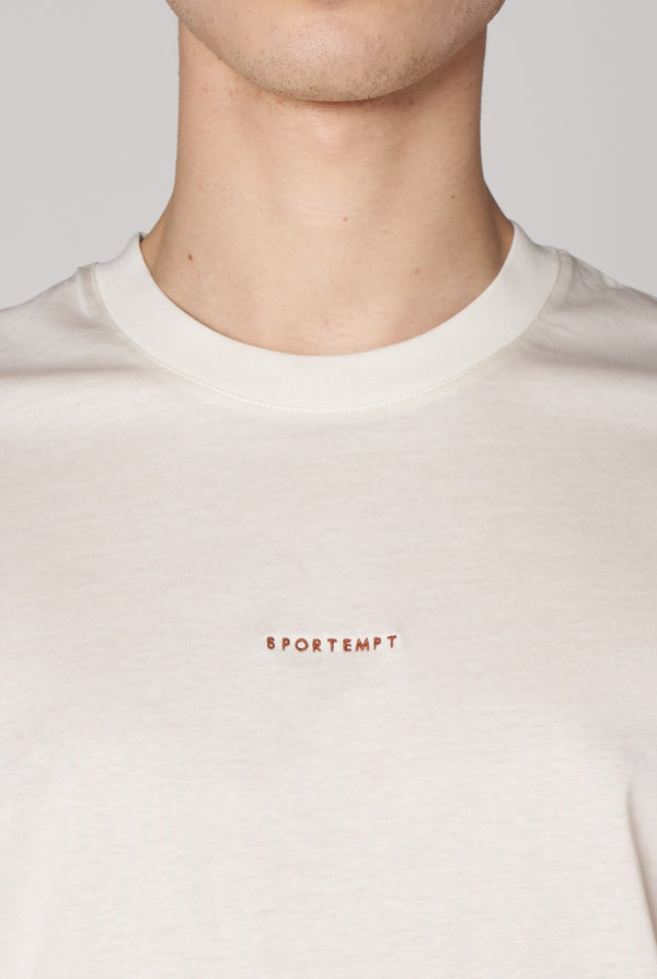 Organik Pamuklu Erkek Bisiklet Yaka Oversize T-shirt - Ekru