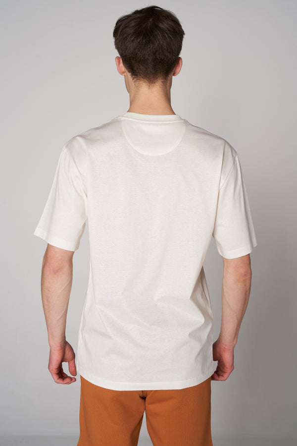 Organik Pamuklu Erkek Bisiklet Yaka Oversize T-shirt - Ekru