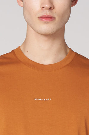 Organik Pamuklu Erkek Bisiklet Yaka Oversize T-shirt - Hardal