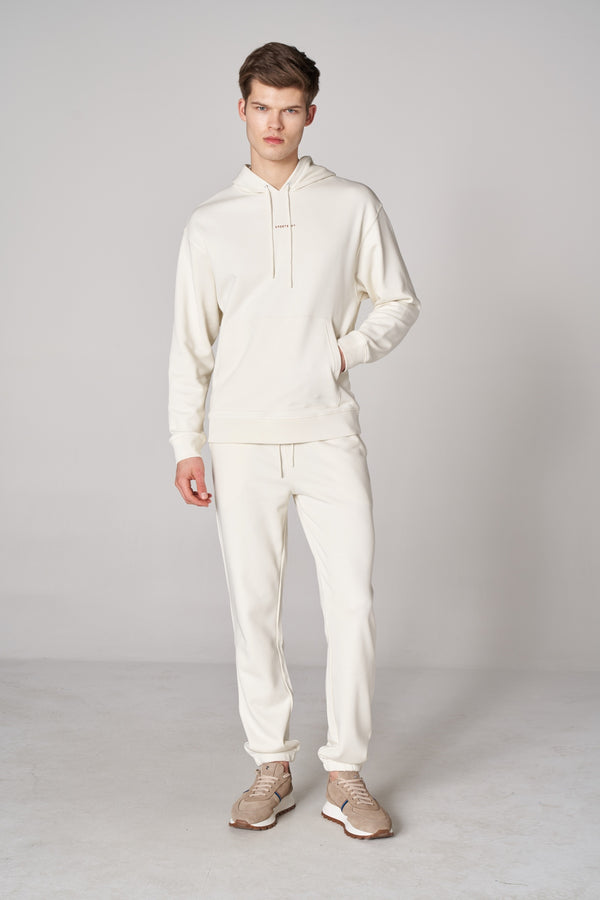 Organik Pamuklu Erkek Oversize Hoodie - Ekru