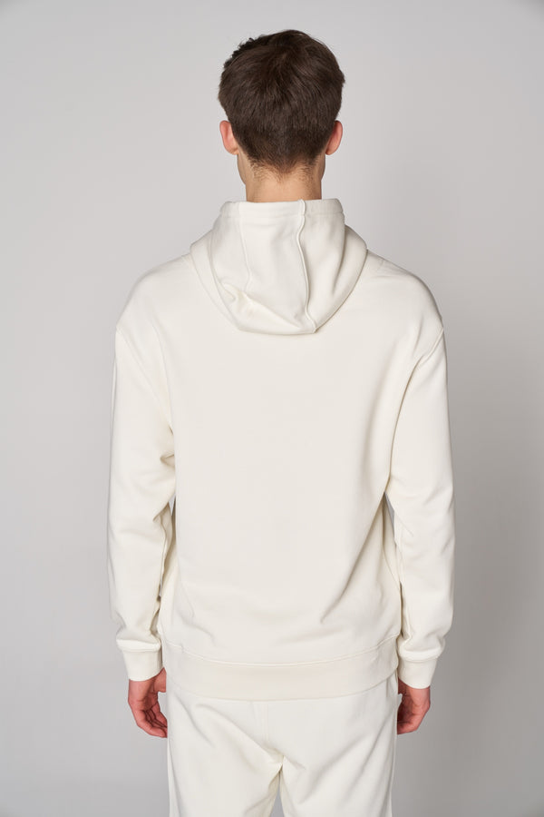 Organik Pamuklu Erkek Oversize Hoodie - Ekru
