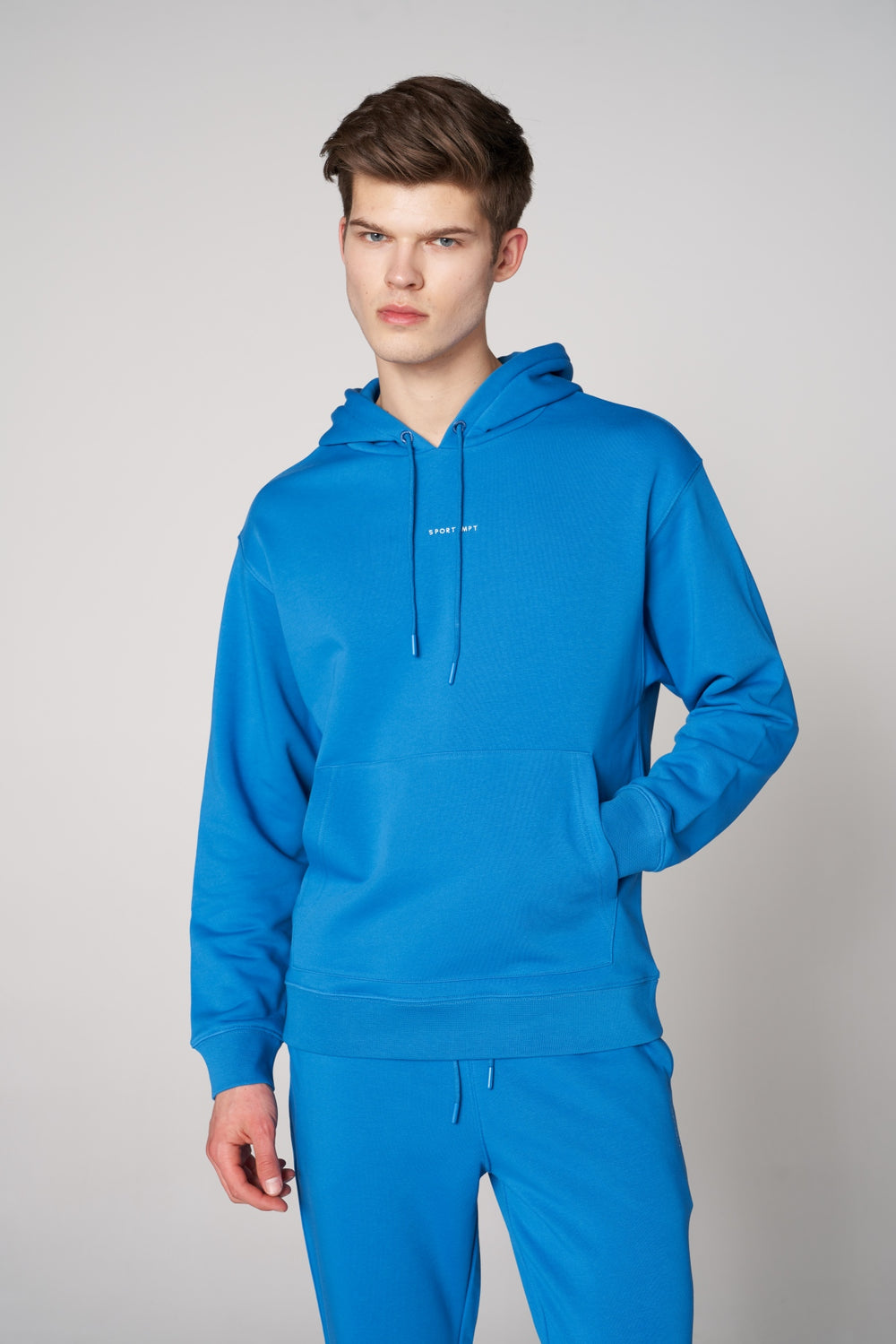 Organik Pamuklu Erkek Oversize Hoodie - Turkuaz