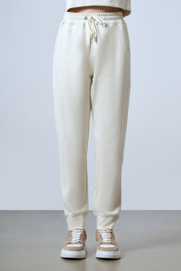 Panelli Kadın Jogger Pantolon - Ekru