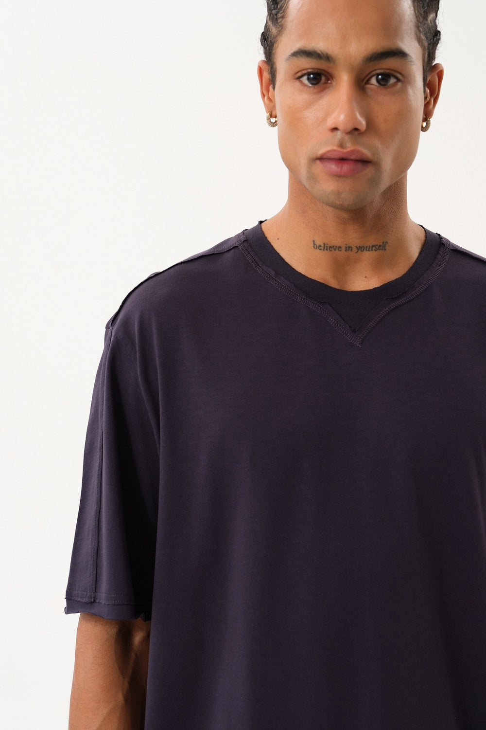 Pis Dikişli Erkek Oversize Bisiklet Yaka T-shirt - Antrasit
