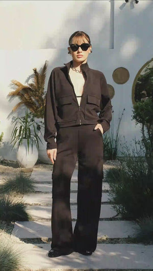 Wide-Leg Kadın Eşofman Altı - Siyah