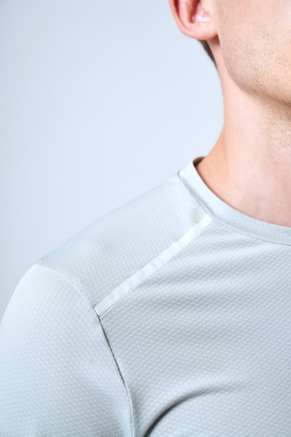 Reflektif Detaylı Uzun Kollu Erkek Bisiklet Yaka T-shirt - Açık Yeşil