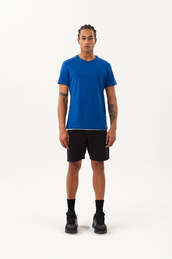 Slim Fit Erkek Bisiklet Yaka Basic T-shirt - Sax