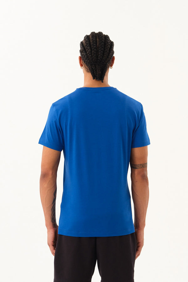 Slim Fit Erkek Bisiklet Yaka Basic T-shirt - Sax