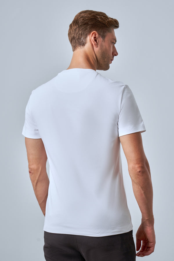 Slim Fit Erkek Bisiklet Yaka T-shirt - Beyaz