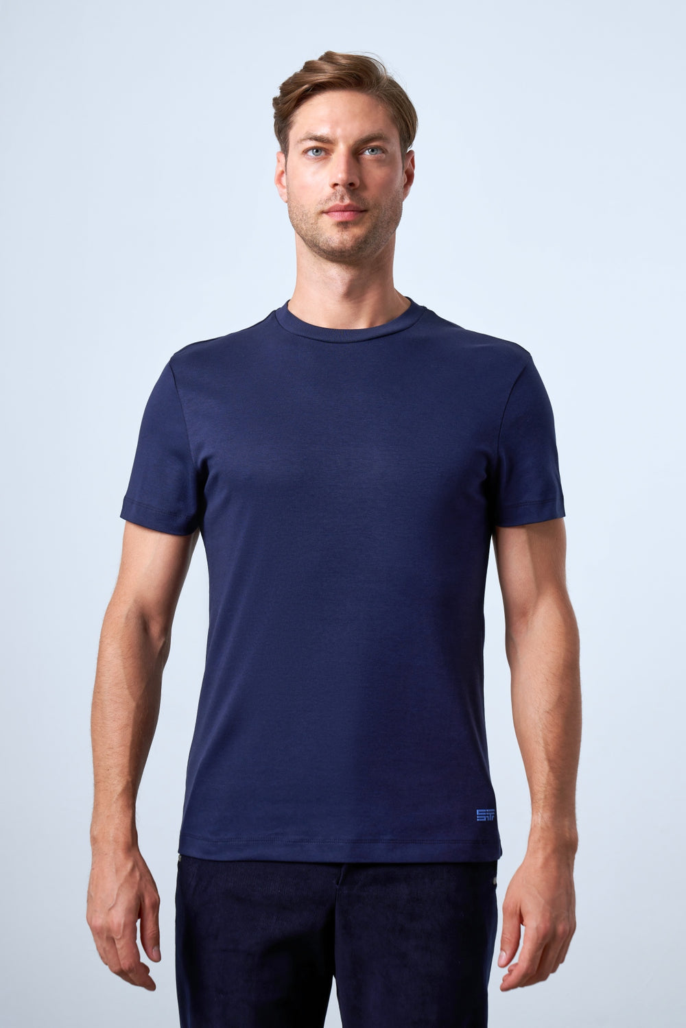 Slim Fit Erkek Bisiklet Yaka T-shirt - Lacivert