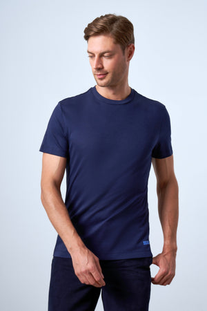 Slim Fit Erkek Bisiklet Yaka T-shirt - Lacivert