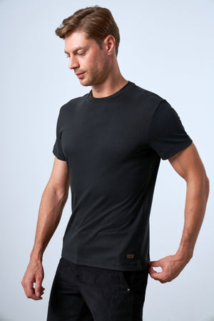 Slim Fit Erkek Bisiklet Yaka T-shirt - Siyah