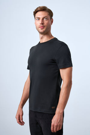 Slim Fit Erkek Bisiklet Yaka T-shirt - Siyah