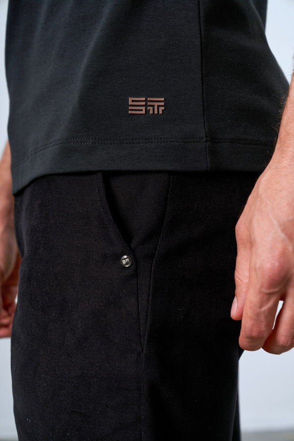 Slim Fit Erkek Bisiklet Yaka T-shirt - Siyah