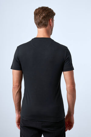 Slim Fit Erkek Bisiklet Yaka T-shirt - Siyah