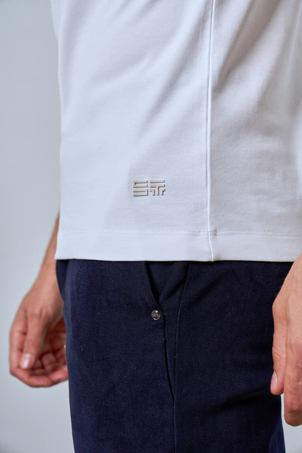 Slim Fit Erkek V Yaka T-shirt - Beyaz