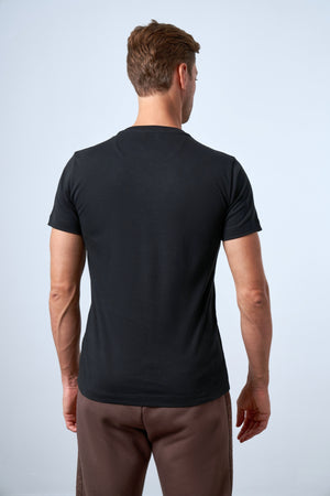 Slim Fit Erkek V Yaka T-shirt - Siyah