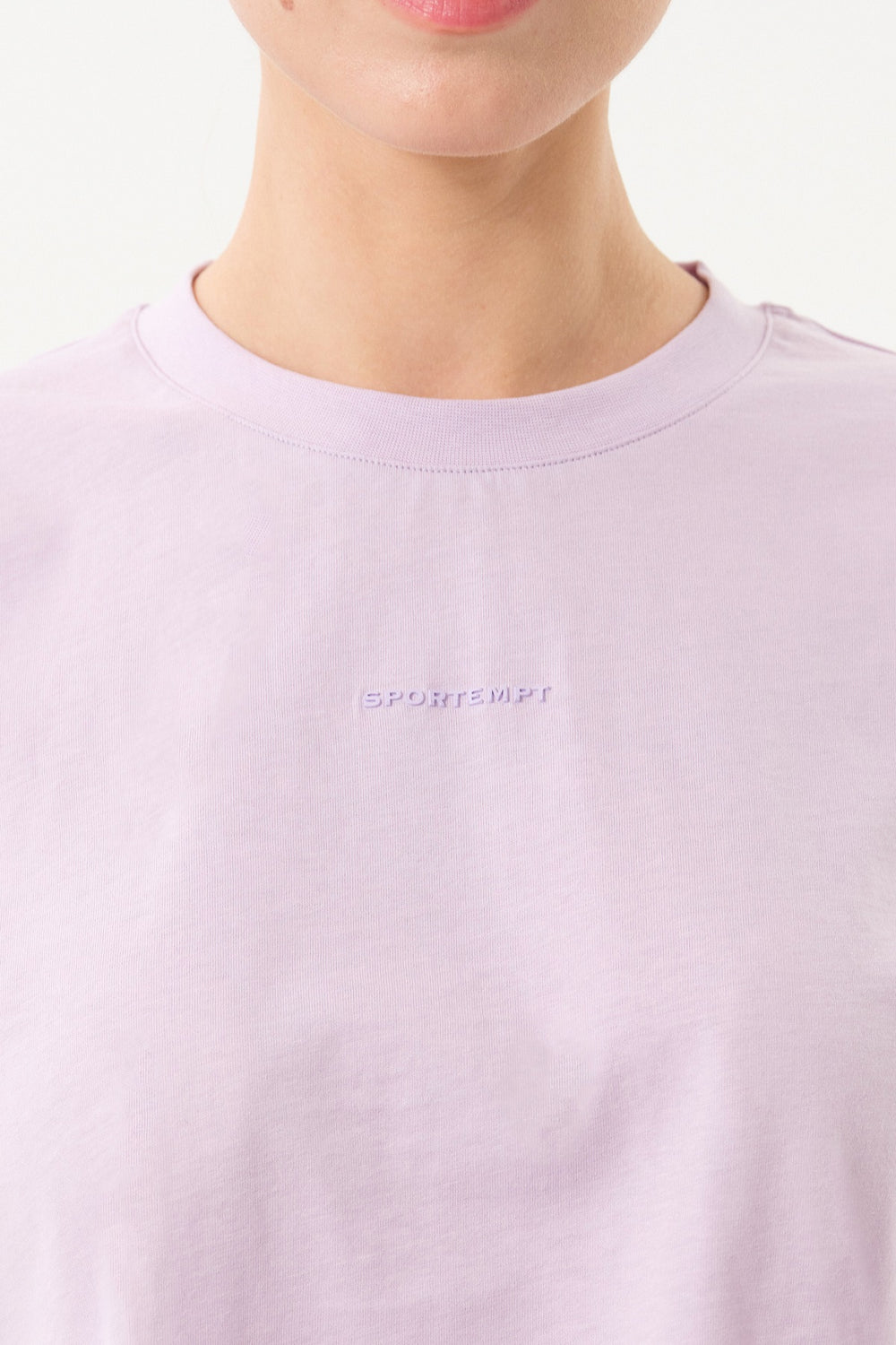 Sportempt İmza Baskılı Bisiklet Yaka Crop Kadın T-shirt - Lila