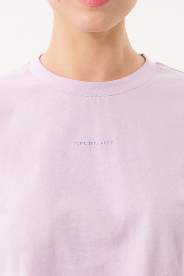 Sportempt İmza Baskılı Bisiklet Yaka Crop Kadın T-shirt - Lila
