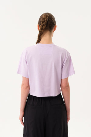 Sportempt İmza Baskılı Bisiklet Yaka Crop Kadın T-shirt - Lila