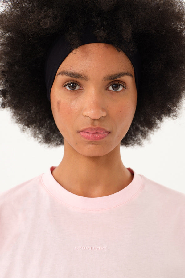 Sportempt İmza Baskılı Bisiklet Yaka Crop Kadın T-shirt - Pembe