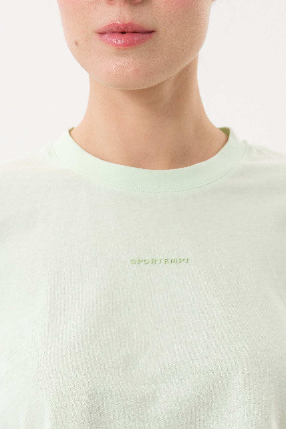 Sportempt İmza Baskılı Bisiklet Yaka Crop Kadın T-shirt - Yeşil