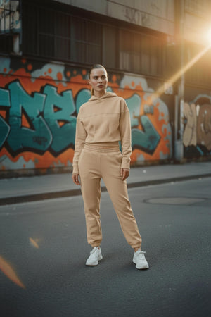 Sportempt İmza Baskılı Kadın Jogger - Bej