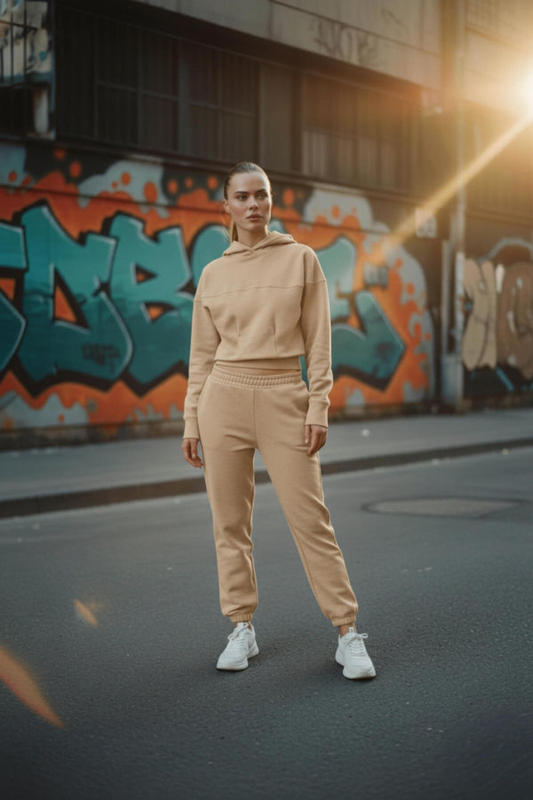 Sportempt İmza Baskılı Kadın Jogger - Bej