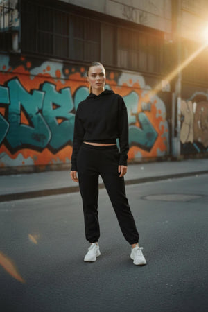 Sportempt İmza Baskılı Kadın Jogger - Siyah