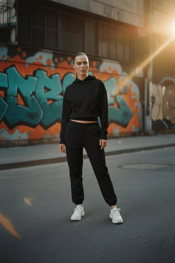 Sportempt İmza Baskılı Kadın Jogger - Siyah