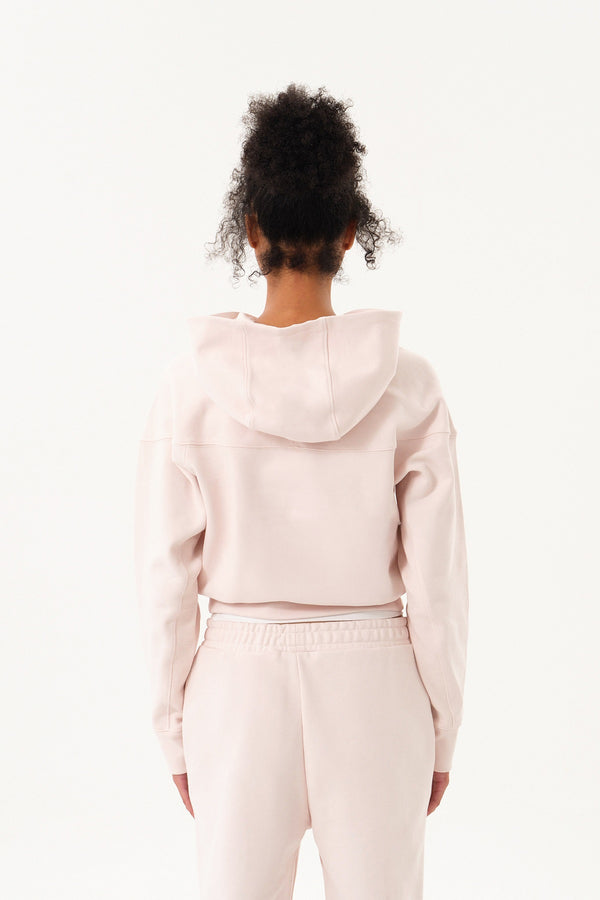 Sportempt İmza Baskılı Panel Detaylı Crop Kadın Hoodie - Toz Pembe