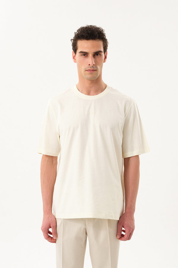 Sportempt İmzalı Oversize Erkek Bisiklet Yaka T-shirt - Beyaz