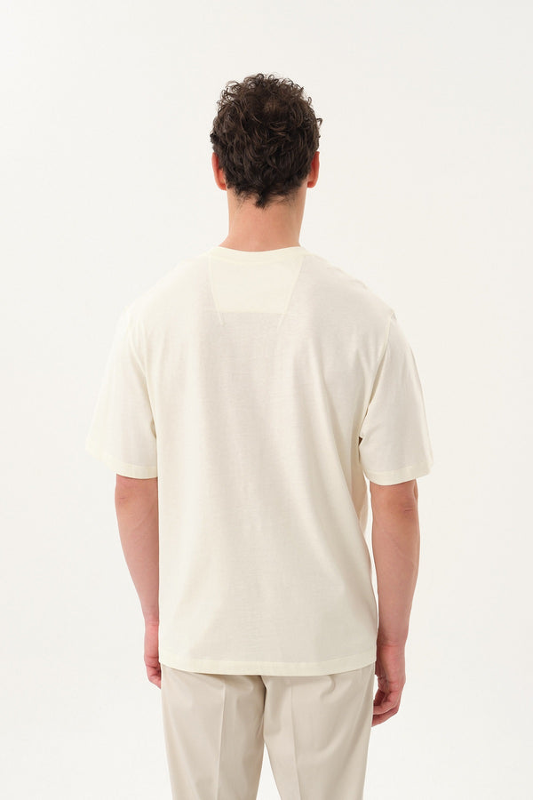 Sportempt İmzalı Oversize Erkek Bisiklet Yaka T-shirt - Beyaz