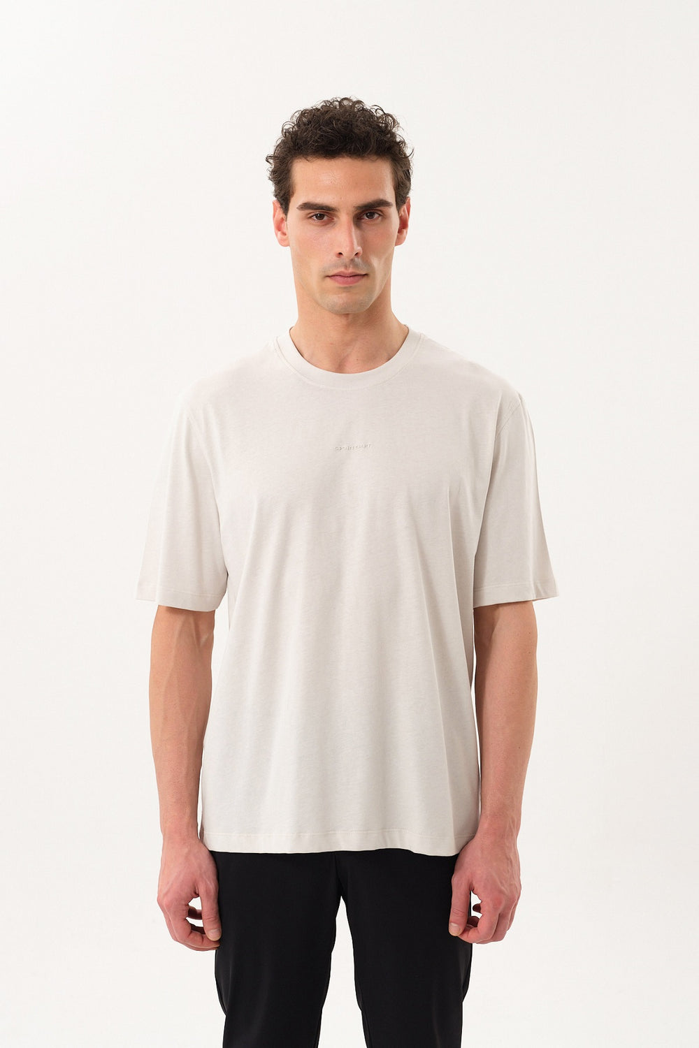 Sportempt İmzalı Oversize Erkek Bisiklet Yaka T-shirt - Gri