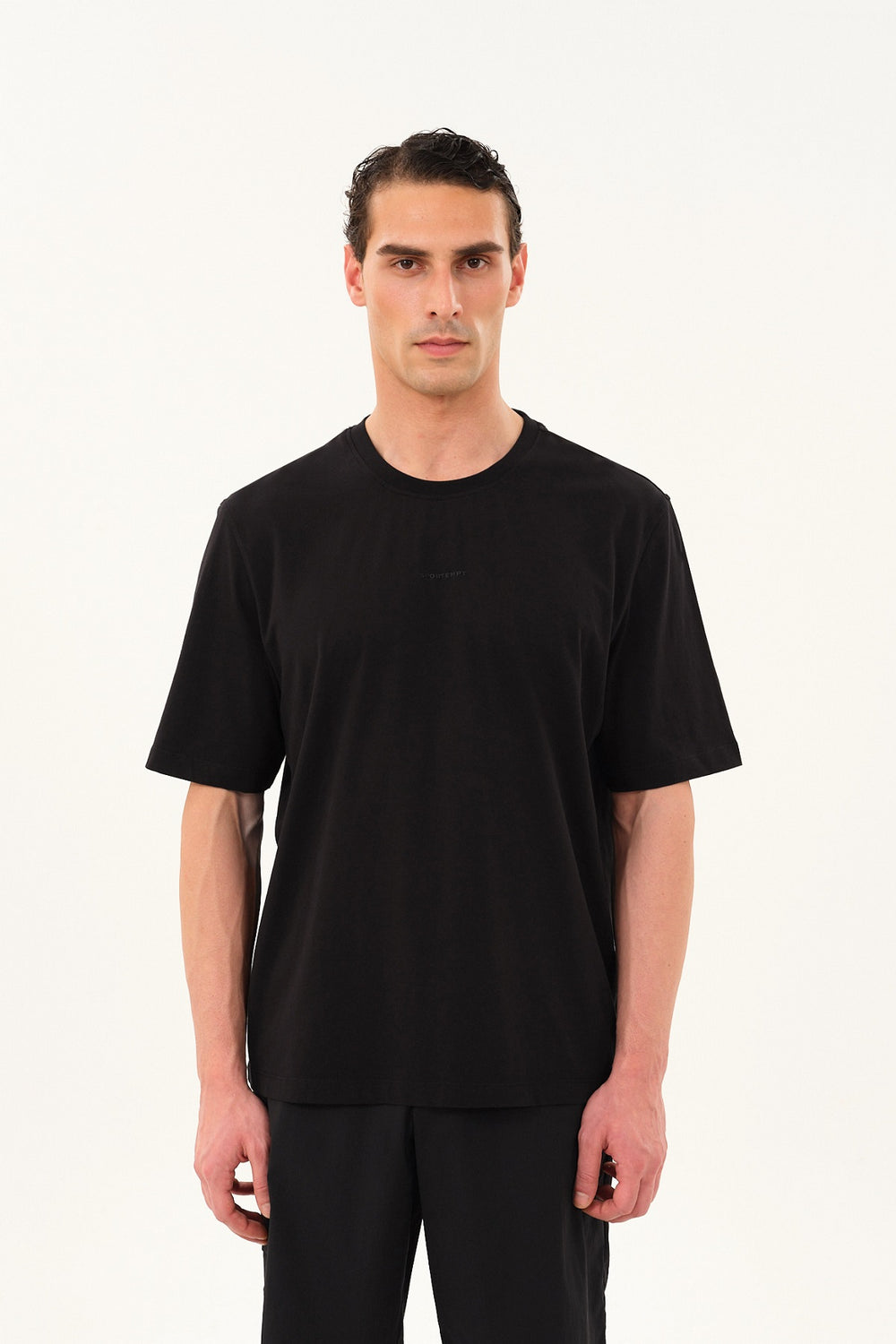 Sportempt İmzalı Oversize Erkek Bisiklet Yaka T-shirt - Siyah