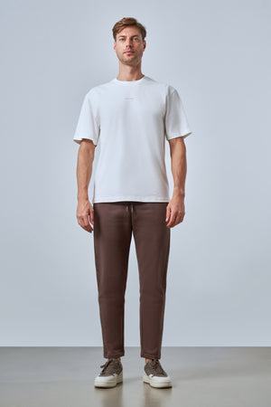 Sportempt Nakışlı Erkek Oversize Bisiklet Yaka T-shirt - Ekru