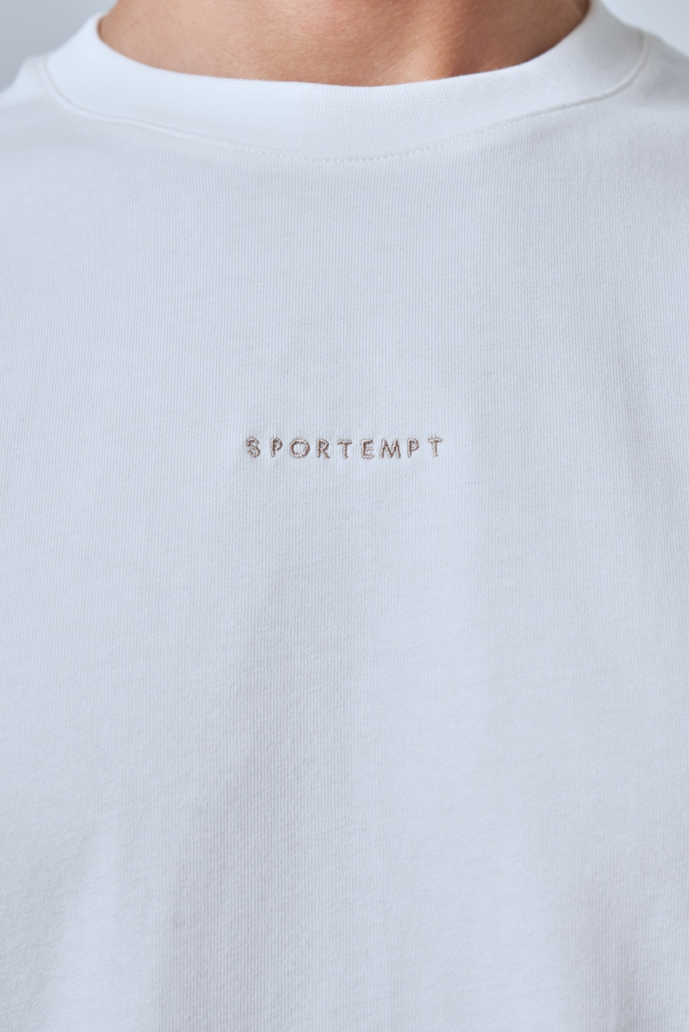 Sportempt Nakışlı Erkek Oversize Bisiklet Yaka T-shirt - Ekru